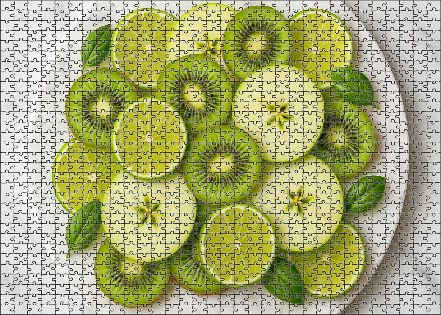 Emerald Citrus Mosaic Lime Kiwi And Green Apple Composition 100 Piece Puzzle