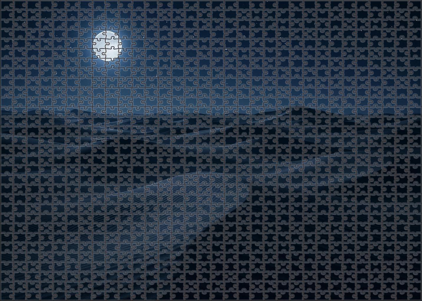 Silvery Moonlit Dune Field 200 Piece Puzzle