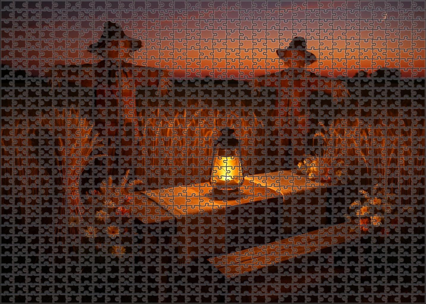 Golden Wheatfield Twilight Festival Large Format Puzzle