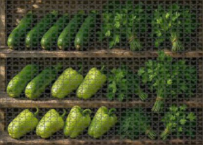 Green Market Fresh Zucchini Green Peppers And Fresh Herb Bounty 100 Piece Puzzle