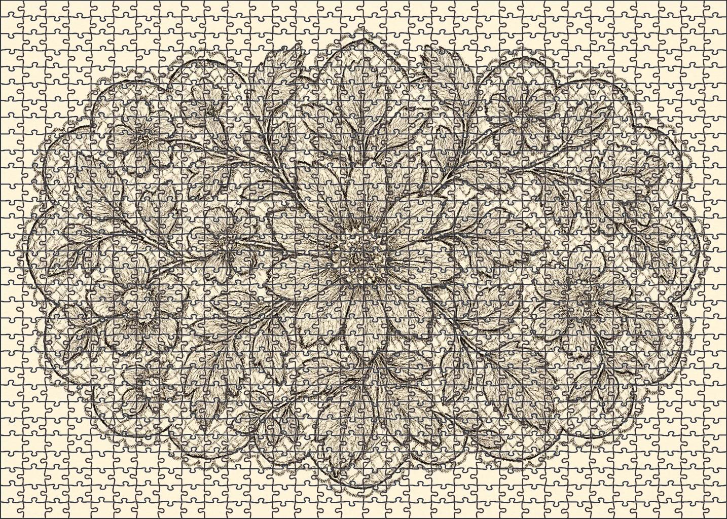 Floral Lace Pattern Fine Pen And Ink Ornamental Drawing Puzzle Challenge