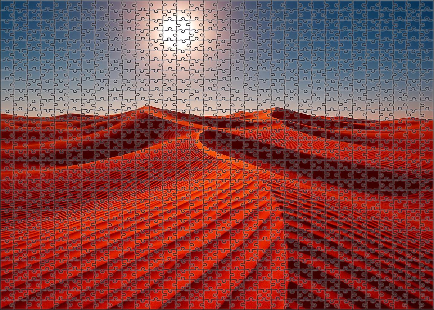 Crimson Wave Undulating Red Sand Ridges Under Midday Sun Large Format Puzzle