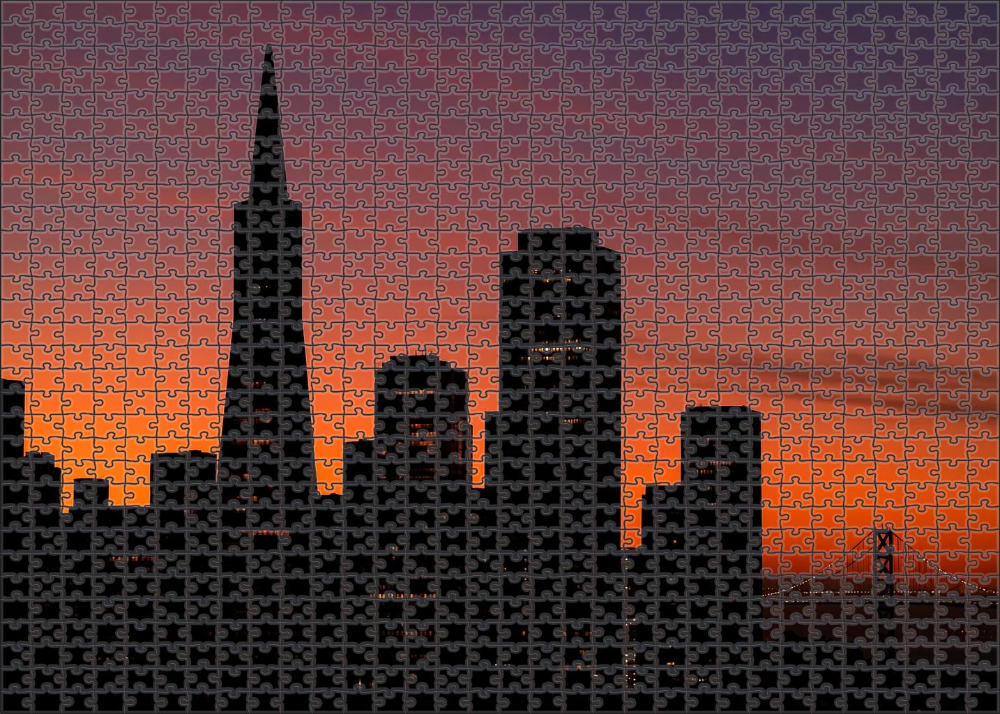 San Francisco Financial District Skyline Historic And Contemporary Synthesis 300 Piece Puzzle