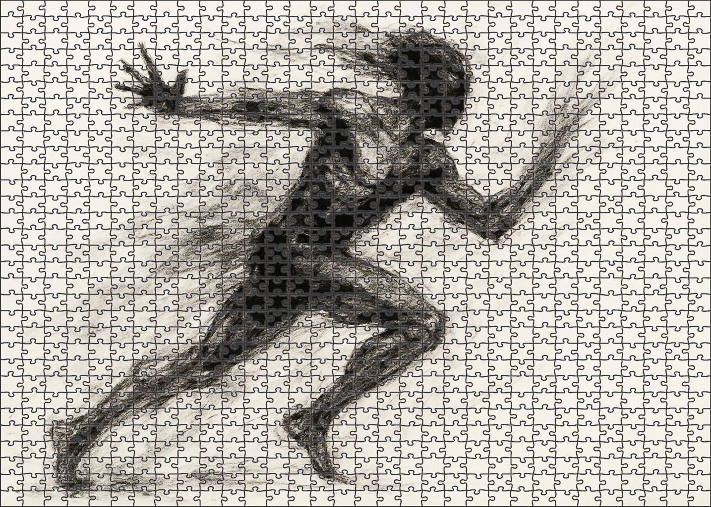Dynamic Figure Gesture Expressive Charcoal Movement Sketch Custom Jigsaw Puzzle