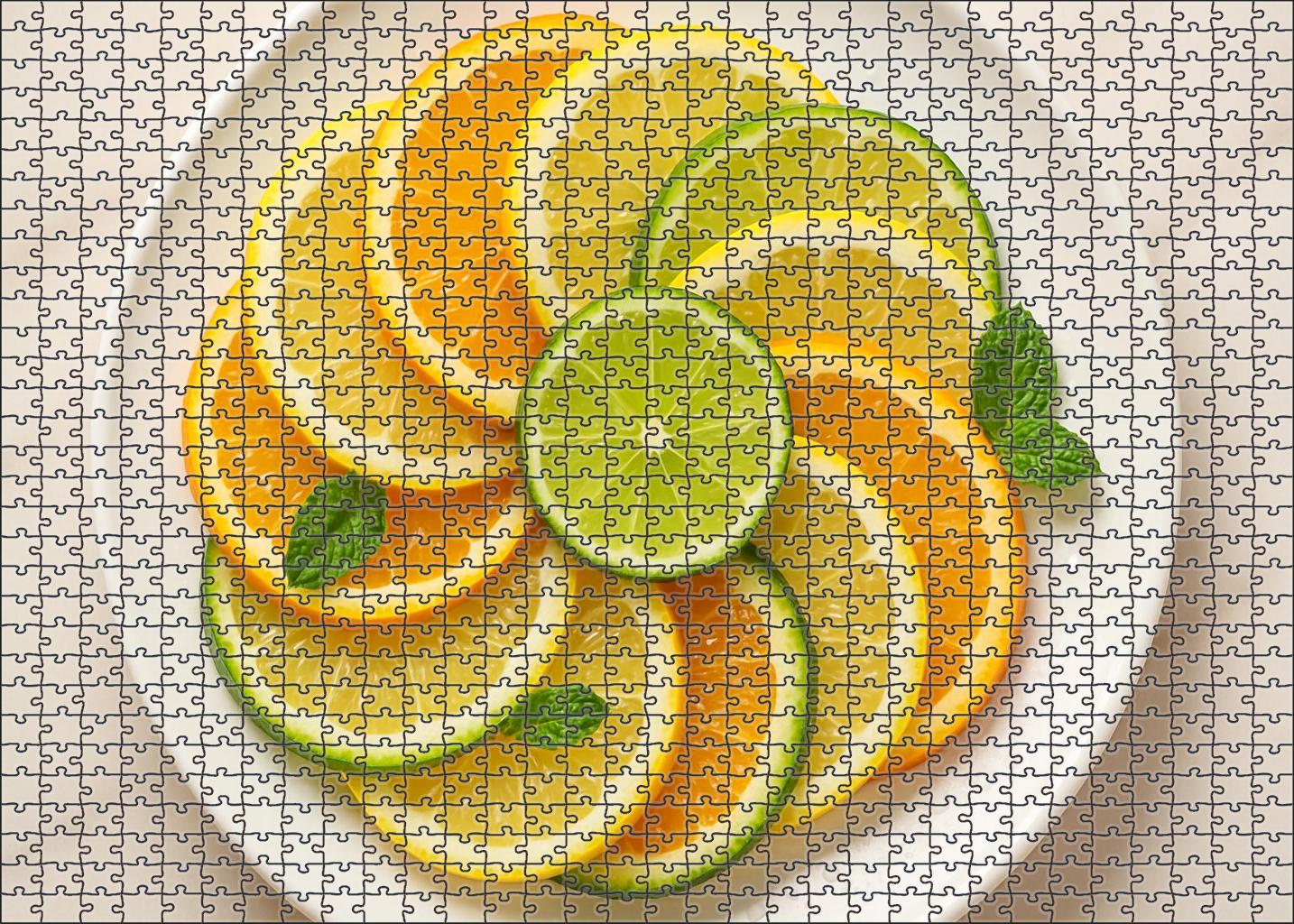 Sunlit Citrus Spiral Radiant Arrangement Of Oranges Lemons And Limes Premium Puzzle Pieces