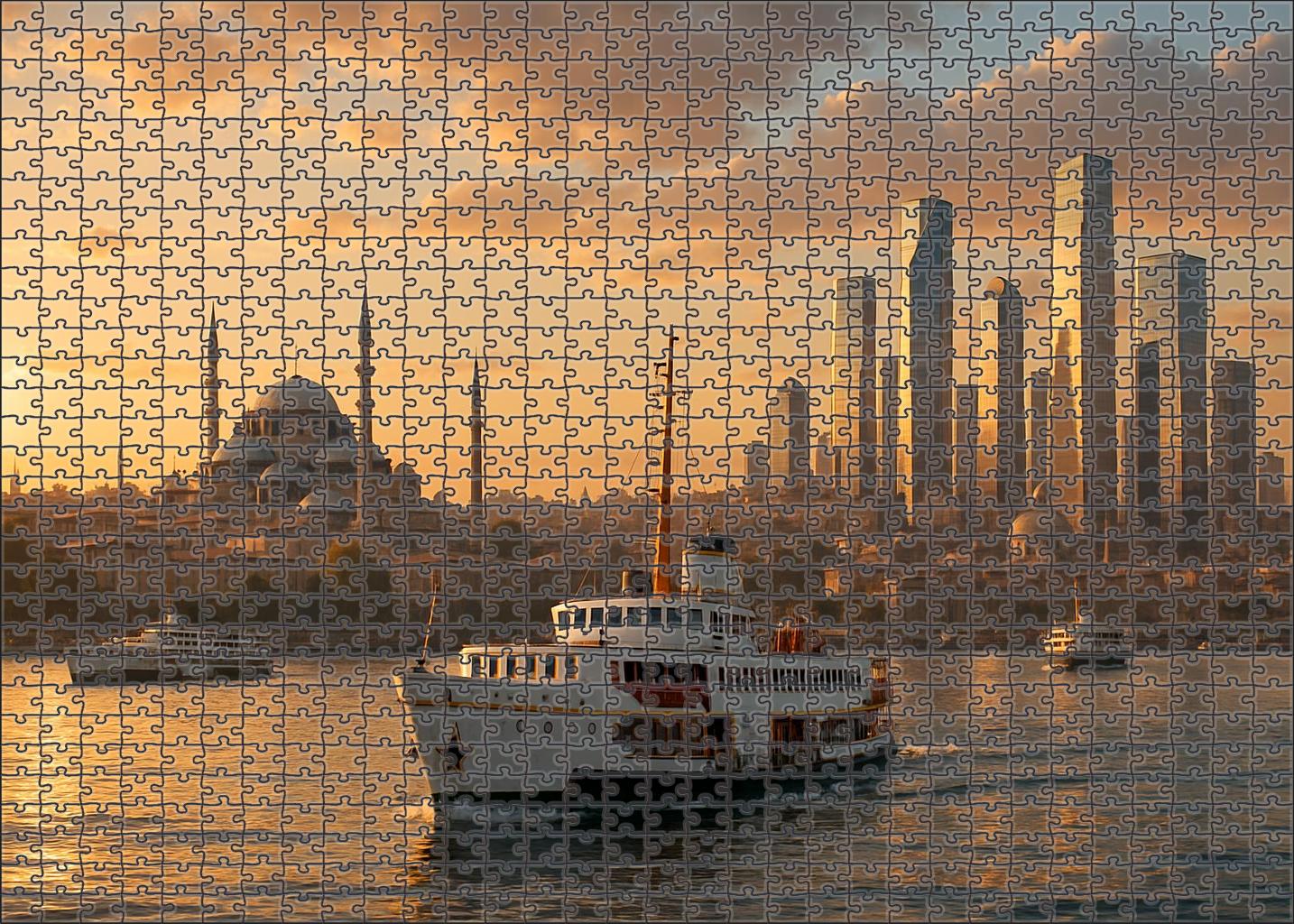 Istanbul Bosphorus Skyline A Fusion Of Ancient Domes And Modern Skyscrapers Bridging Two Continents Puzzle For Kids