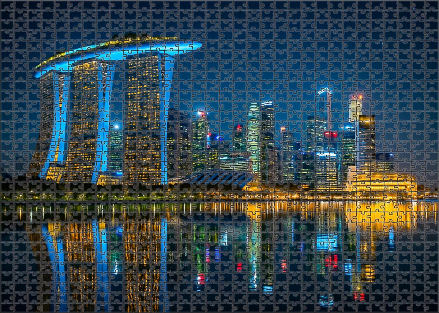 Singapore Marina Bay Skyline Globally Ranked Among The Top Iconic Waterfront Skylines 300 Piece Puzzle