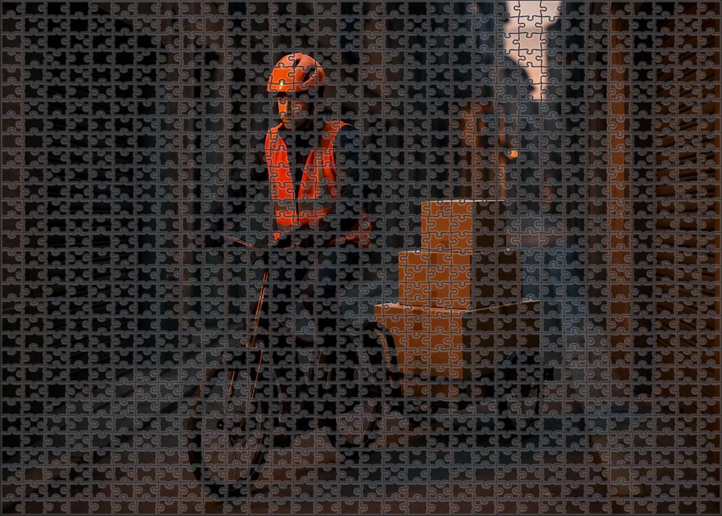 Electric Cargo Bicycle With Trailer Puzzle For Adults