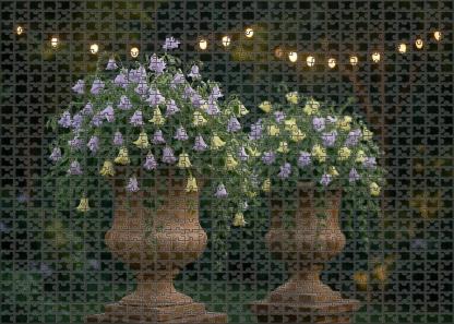 Twilight Garden Glow Lavender And Soft Yellow Blooms In Rustic Urns 50 Piece Puzzle