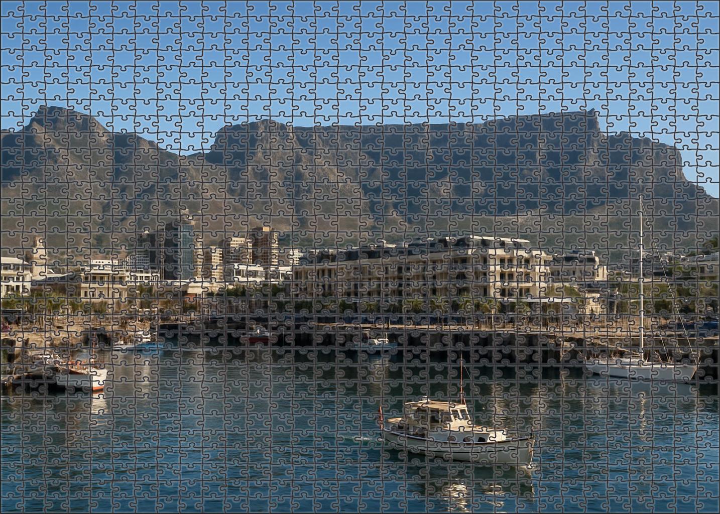 Cape Town Waterfront Skyline Iconic Coastal Silhouettes Framed By Table Mountain 300 Piece Puzzle