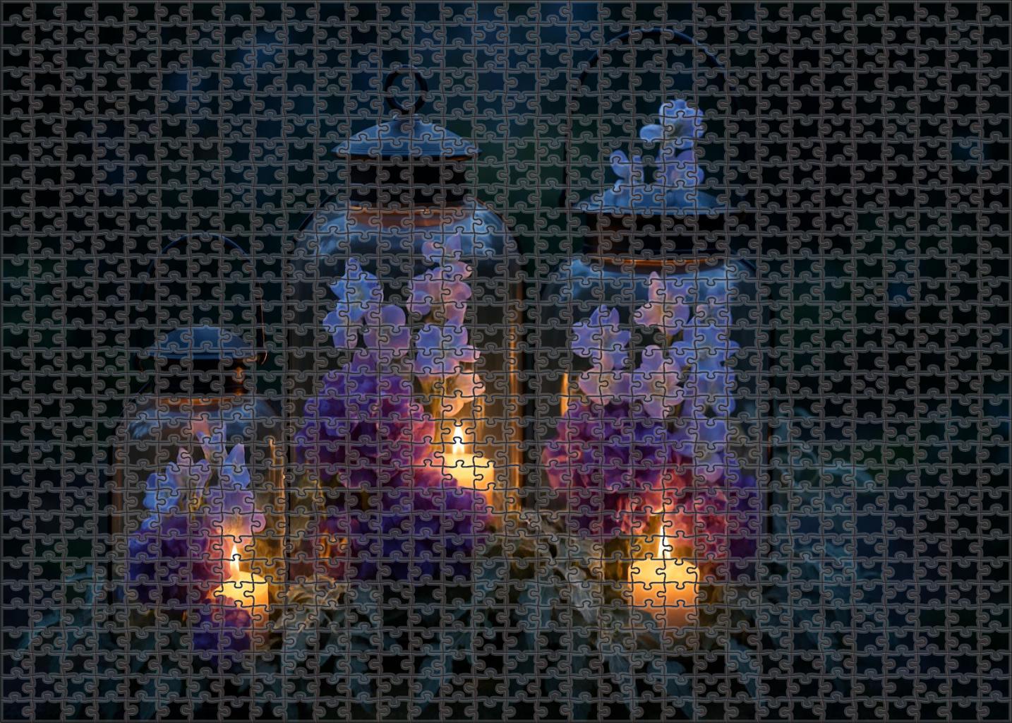 Twilight Garden Lantern A Mystical Blend Of Deep Purples And Soft Blues In A Hanging Arrangement Puzzle For Kids