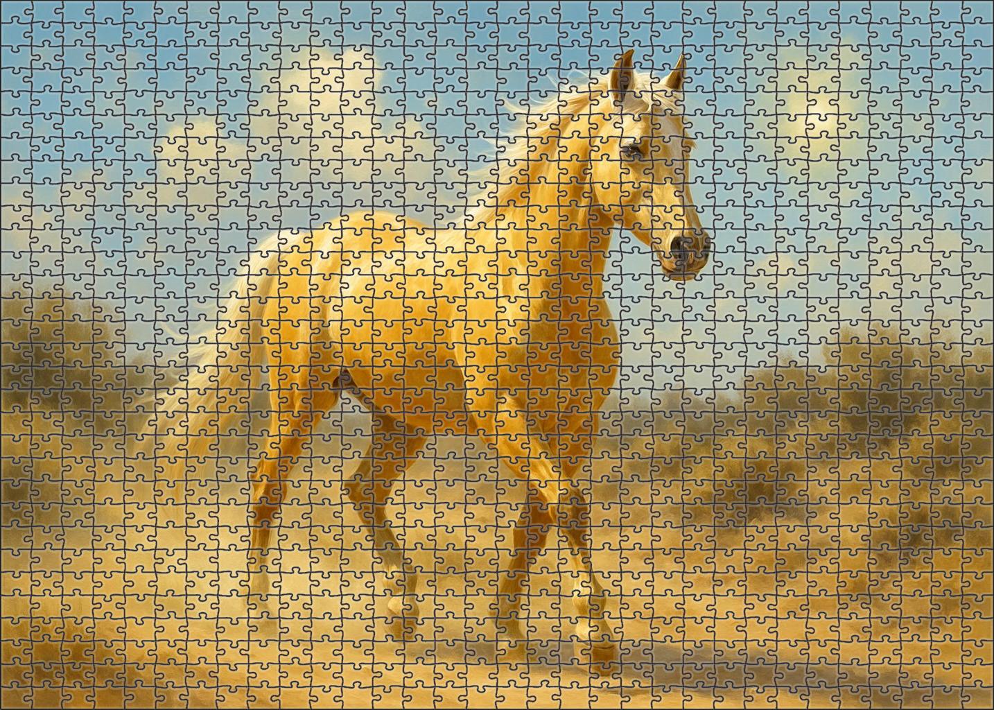 Golden Horizon Endurance Resilient Palomino Gelding With Smooth Stride Custom Jigsaw Puzzle