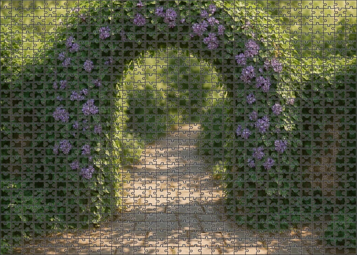 Twining Ivy Archway With Dappled Violet Blooms A Romantic Garden Entrance Puzzle For Kids