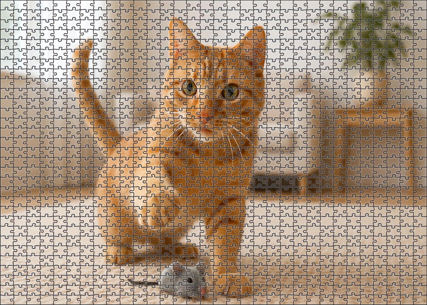 Amber Flicker Fiery Orange Ticked Tabby With Playful Wit Premium Puzzle Pieces