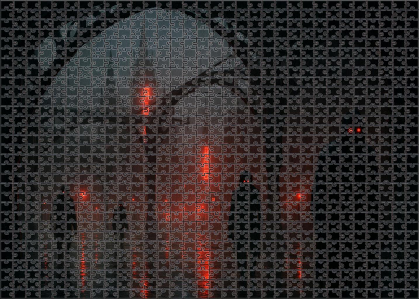 Gothic Cyber Horror Neon Shadows In Dystopian Labyrinths Custom Jigsaw Puzzle