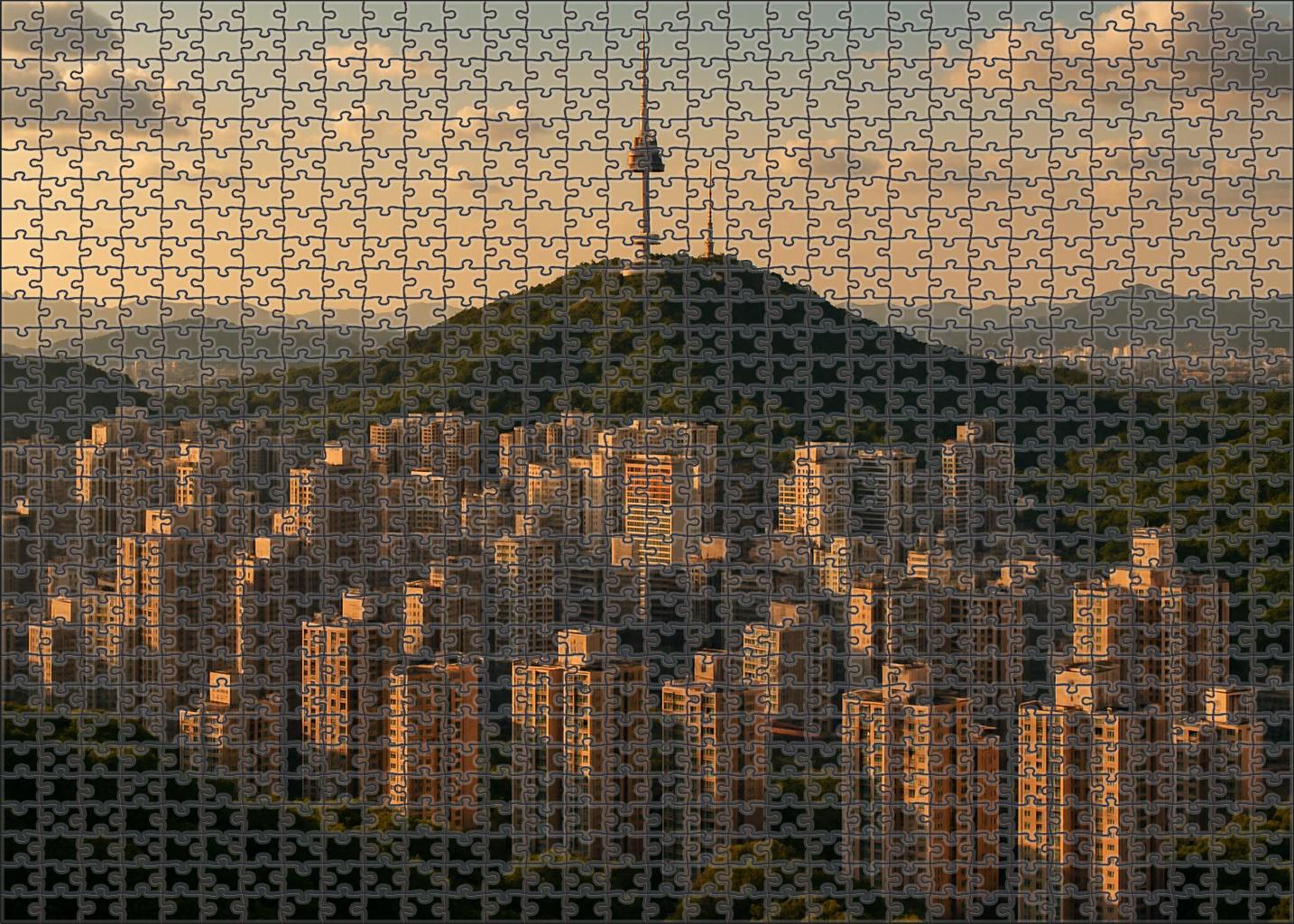Seoul Namsan Skyline Mountains And Urban High-rises In Harmony Mini Puzzle