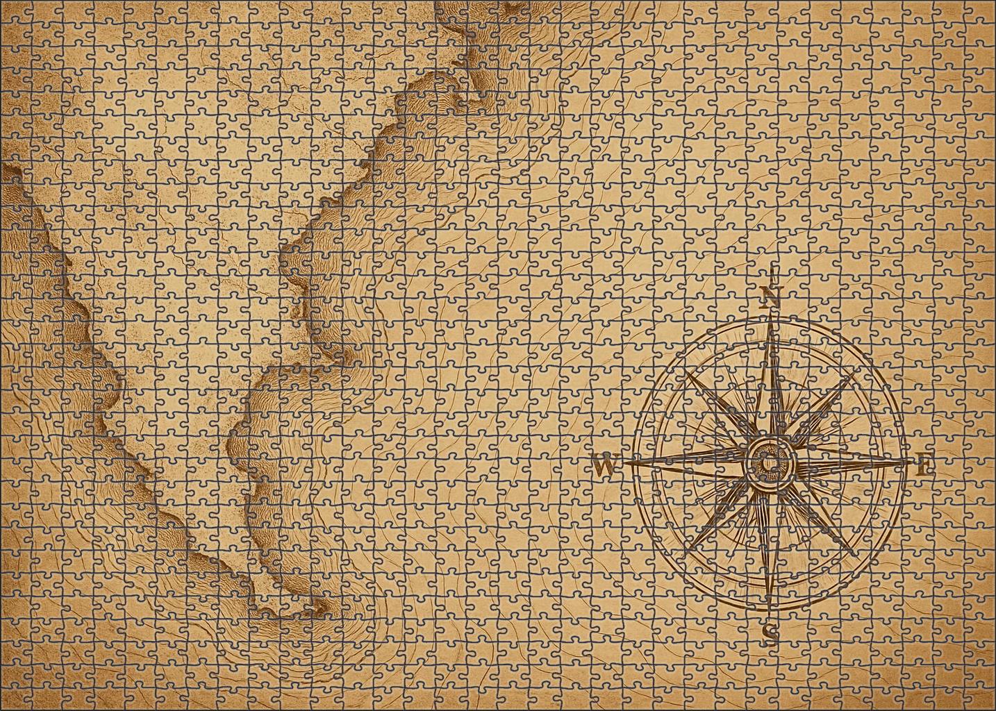 Vintage Nautical Navigation Sketch Premium Puzzle Pieces