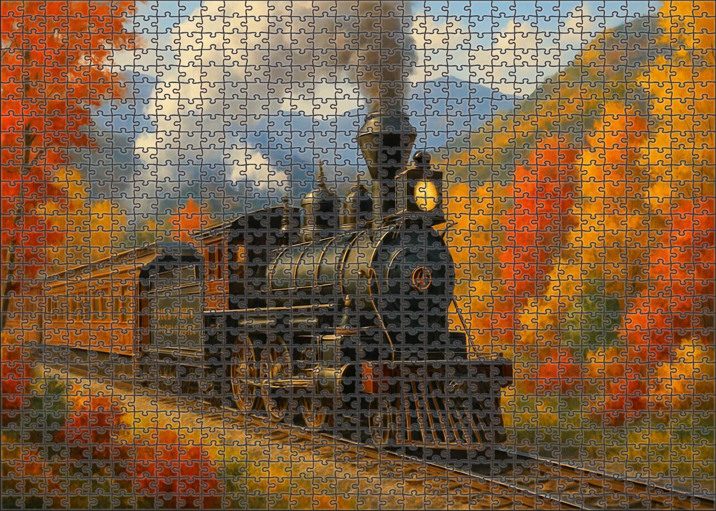 Blue Ridge Heritage Express Vintage Steam Locomotive With Elegant Passenger Cars 20 Piece Puzzle