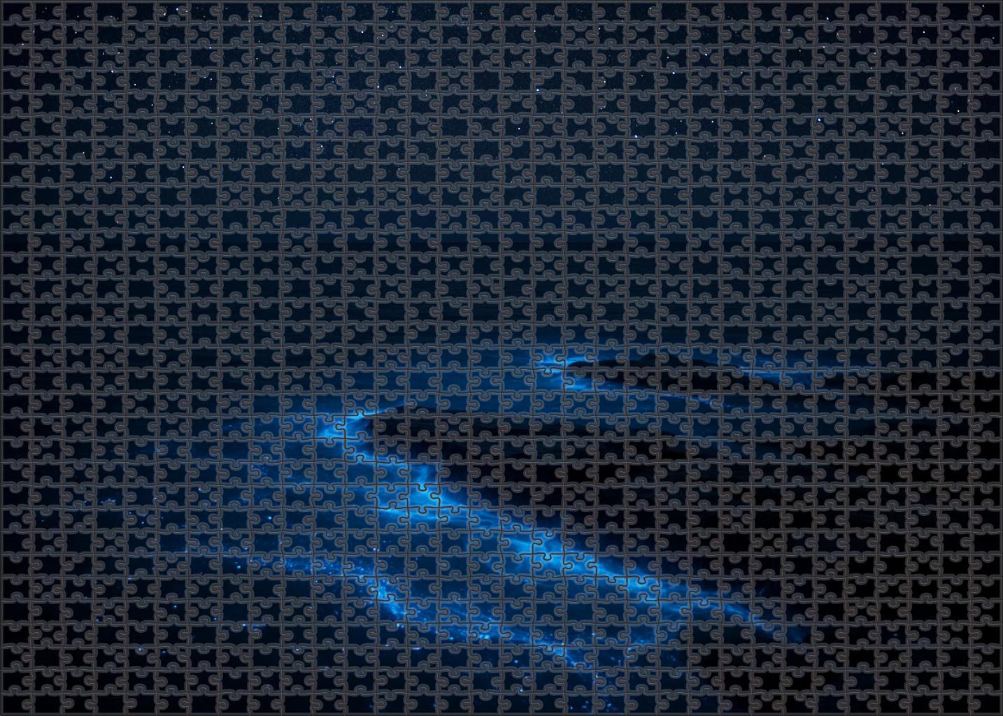 Celestial Bioluminescent Shelf Glowing Blue Waves On A Calm Night Challenging Puzzles