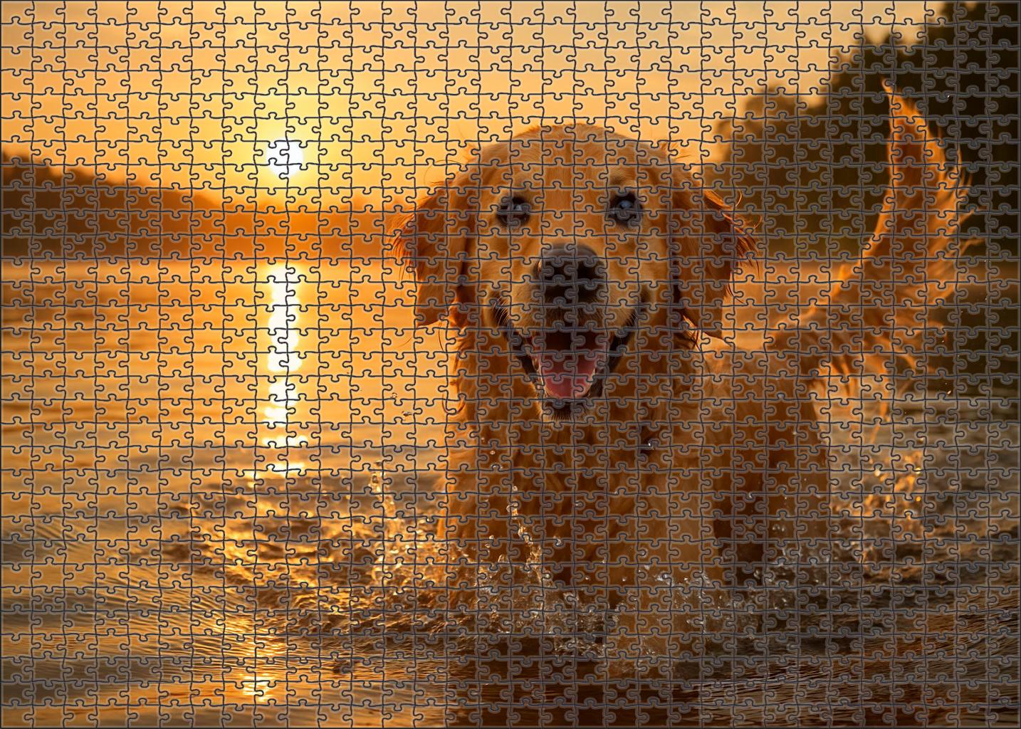 Golden Ripple Medium Curly-coated Retriever With Playful Nature Puzzle Collection