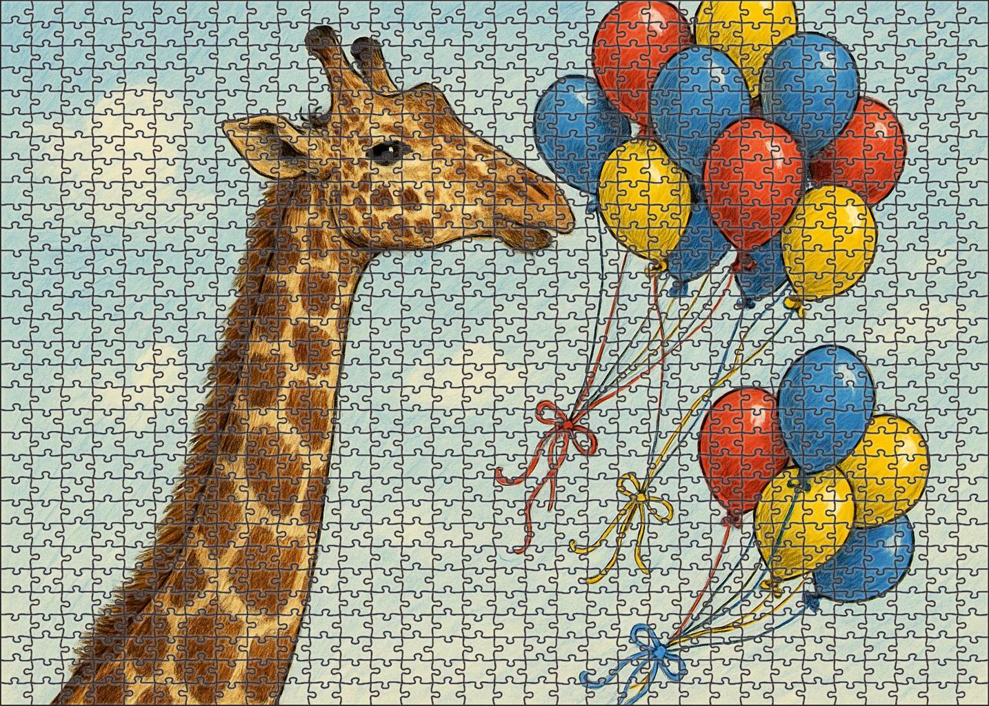 The Giraffes Balloon Bouquet Custom Jigsaw Puzzle