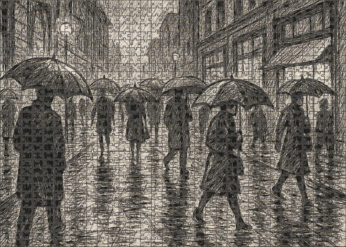 Urban Rainstorm Sketch Dynamic Pen And Ink Street Scene Challenging Puzzles