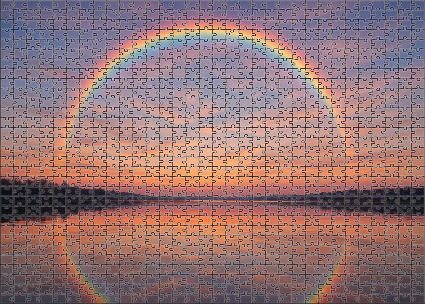Gentle Pastel Arch Over Still Lake Mini Puzzle