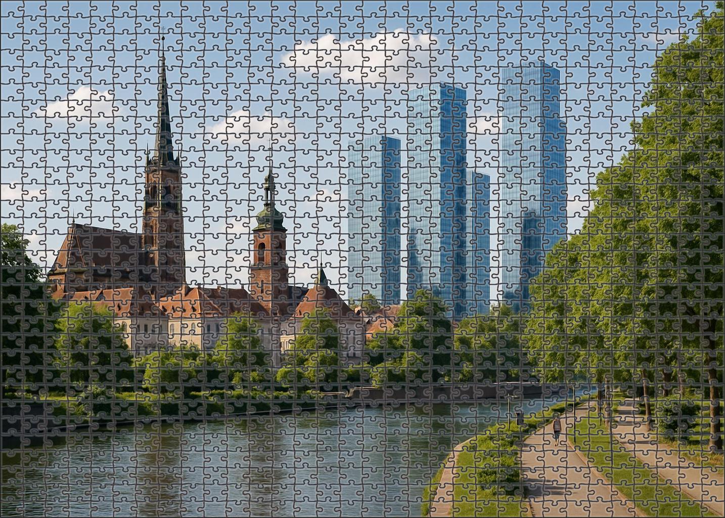 Melbourne Yarra River Skyline Eclectic Mixture Of Historic Spires And Contemporary Glass Towers Along The River Puzzle Challenge