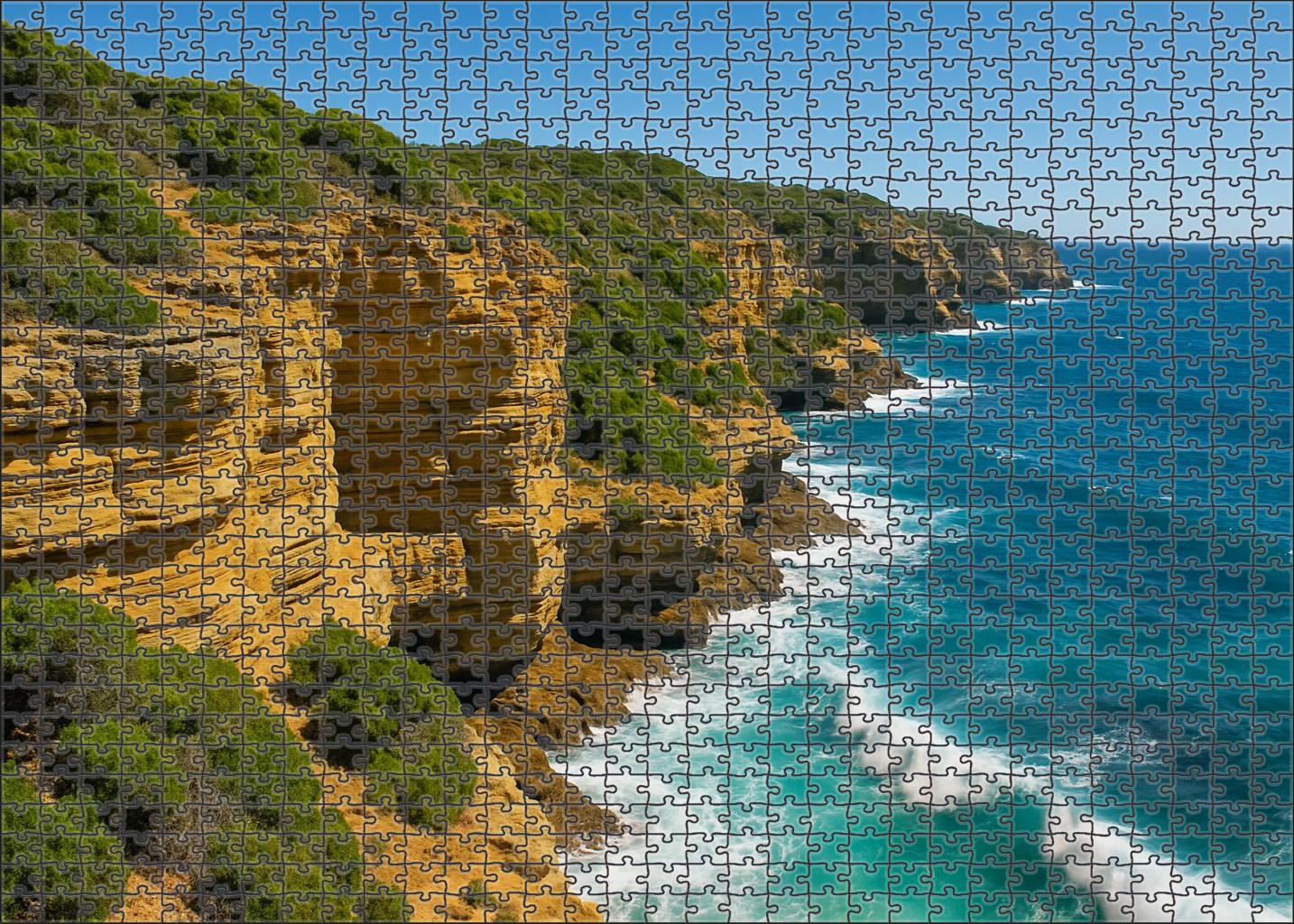 Sunlit Coastal Cliffs Premium Puzzle Pieces