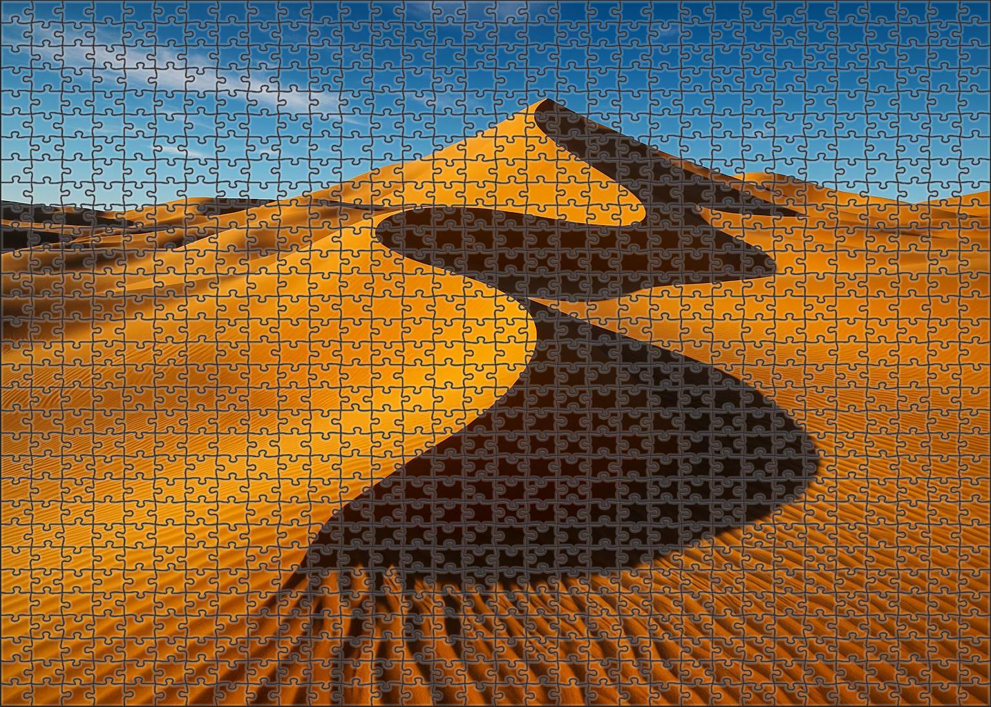 Amber Spiral Dunes Twisting Ridges Beneath A Blazing Sun 500 Piece Puzzle