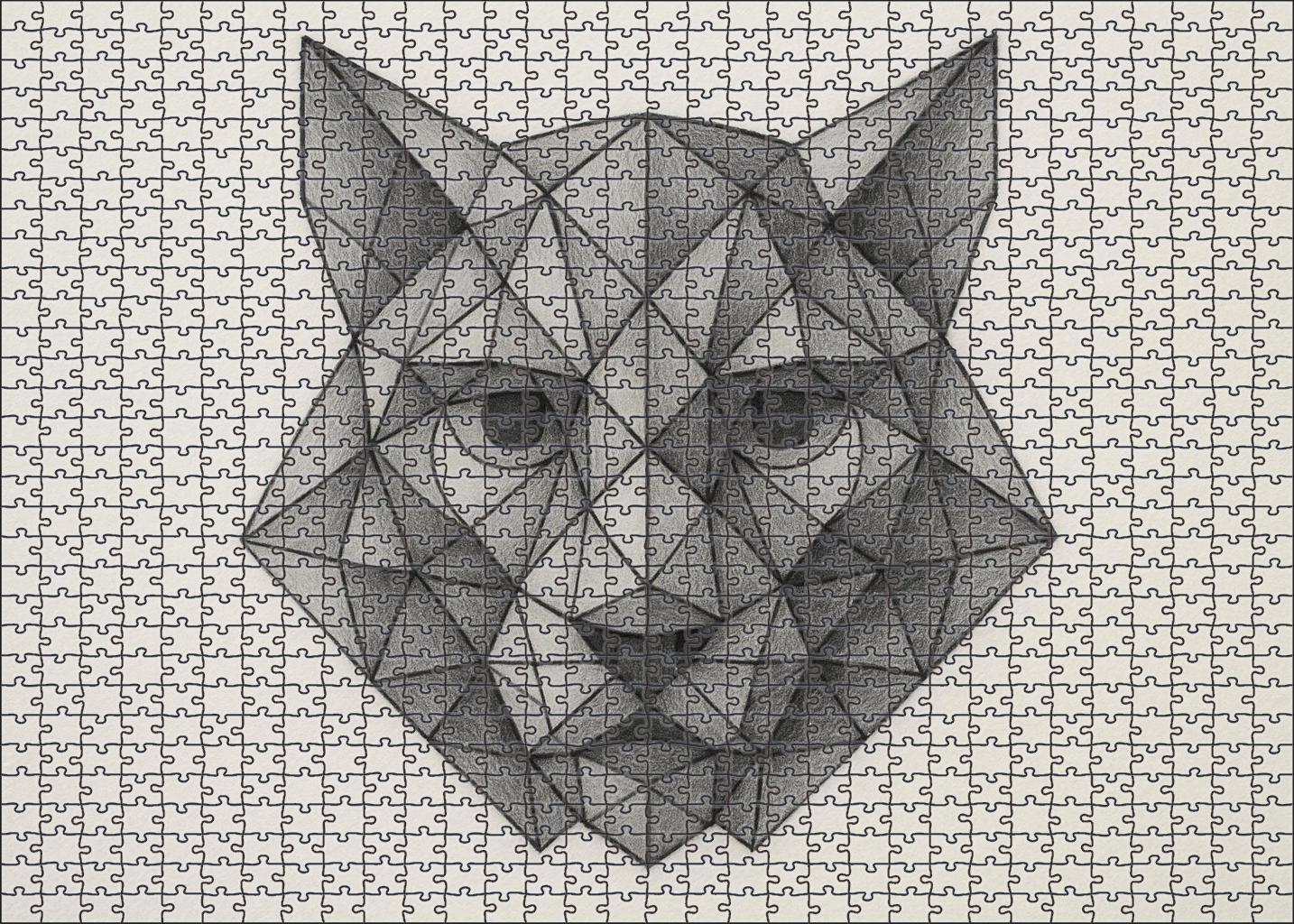 Geometric Animal Portrait Stylized Pencil And Ink Hybrid Illustration Large Format Puzzle