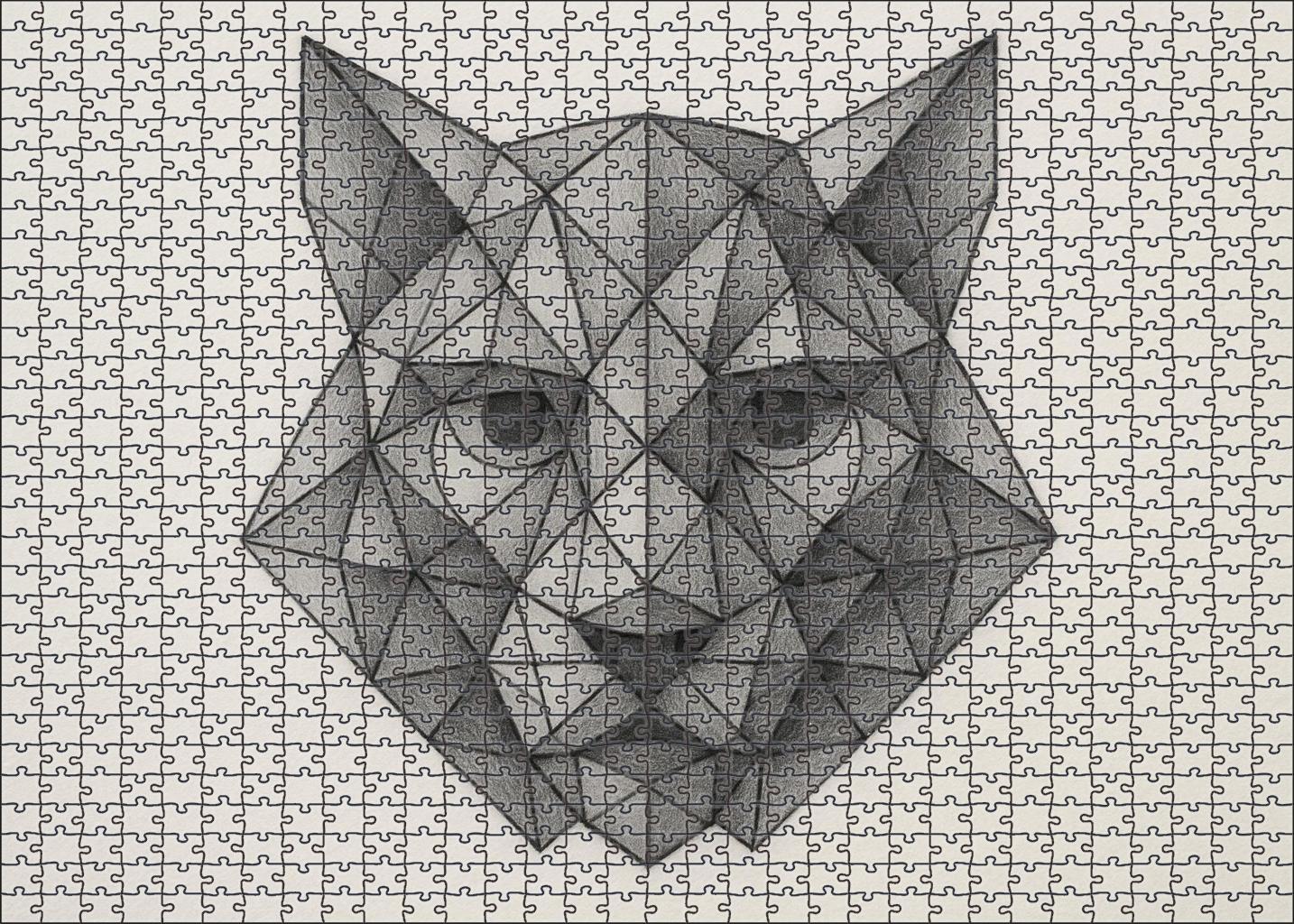 Geometric Animal Portrait Stylized Pencil And Ink Hybrid Illustration Large Format Puzzle