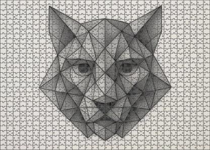 Geometric Animal Portrait Stylized Pencil And Ink Hybrid Illustration Large Format Puzzle