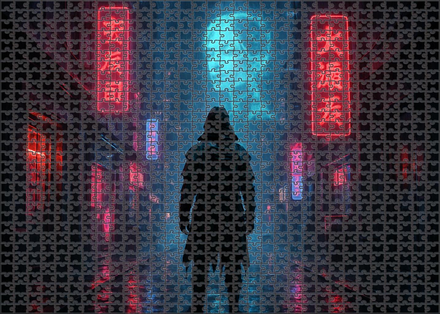 Dystopian Cyber Rebellion Neon Shadows And Underground Resistance 50 Piece Puzzle