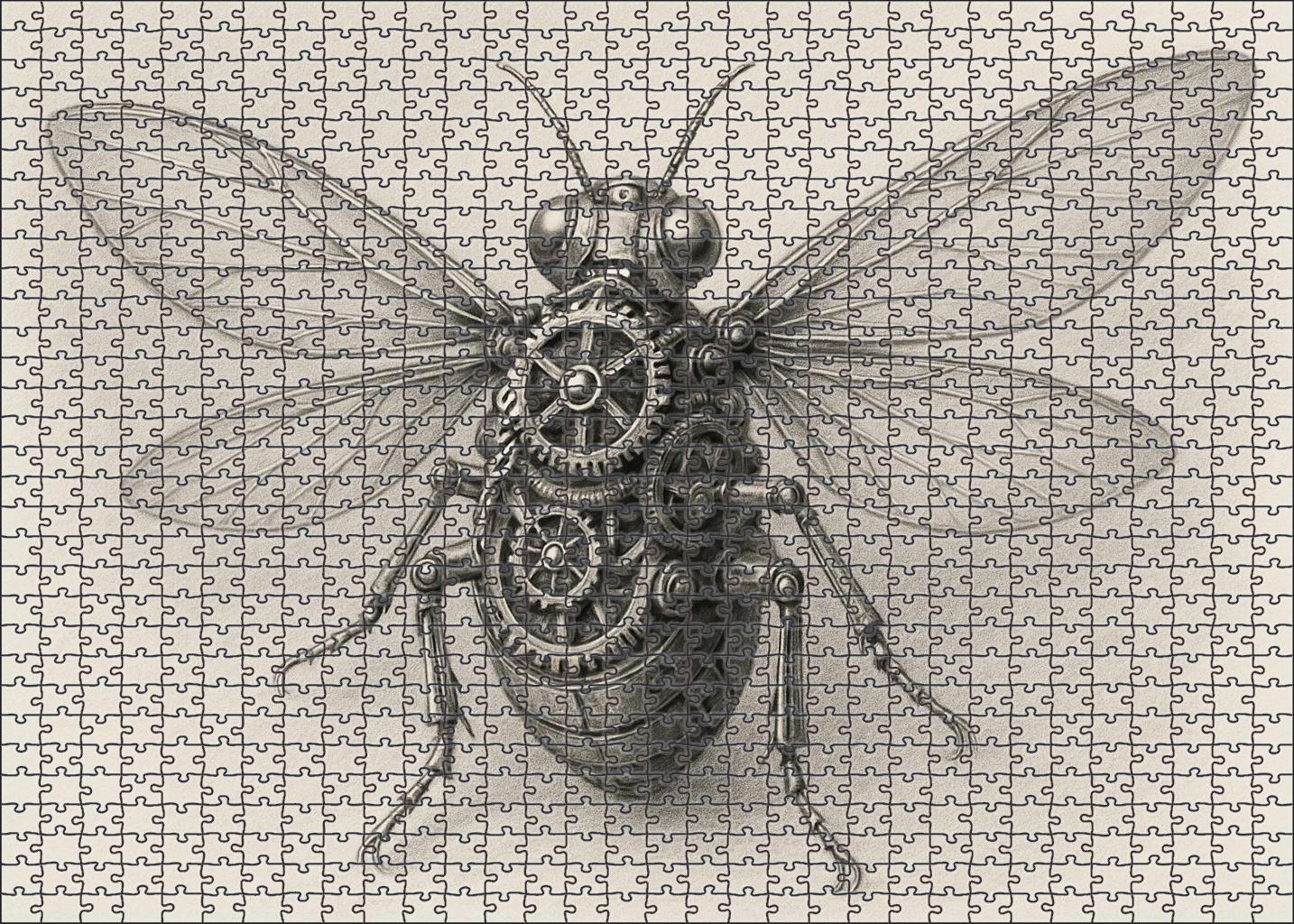 Mechanical Insect Blueprint Precision Ink And Graphite Drawing Premium Puzzle Pieces