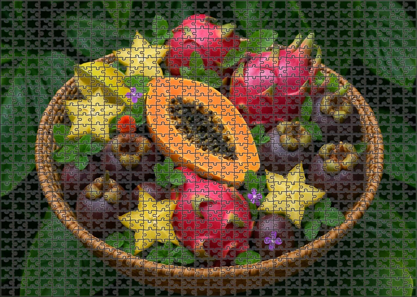 Jungle Splash Exotic Tropical Fruits In A Cascading Bowl Puzzle Challenge