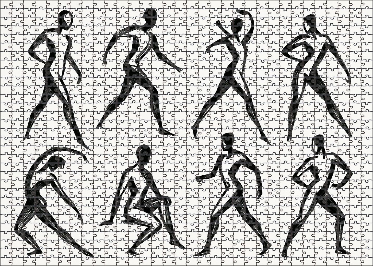 Dynamic Human Figure Studies Expressive Brush Pen Gesture Drawings Puzzle Challenge