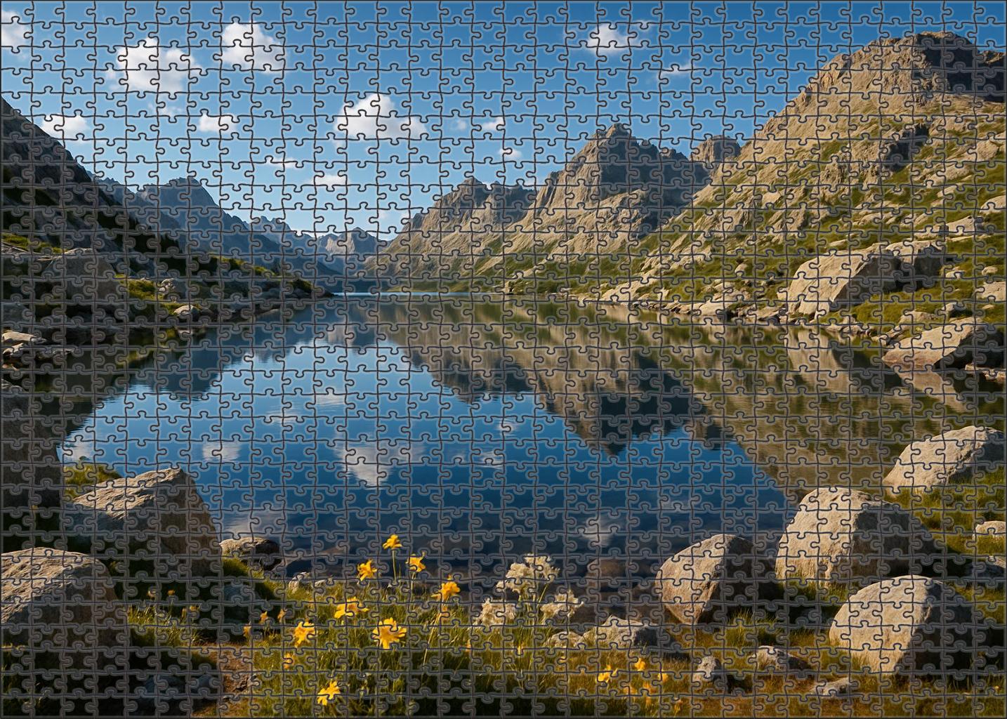 Sunlit Mountain Lake Expanse Puzzle Collection