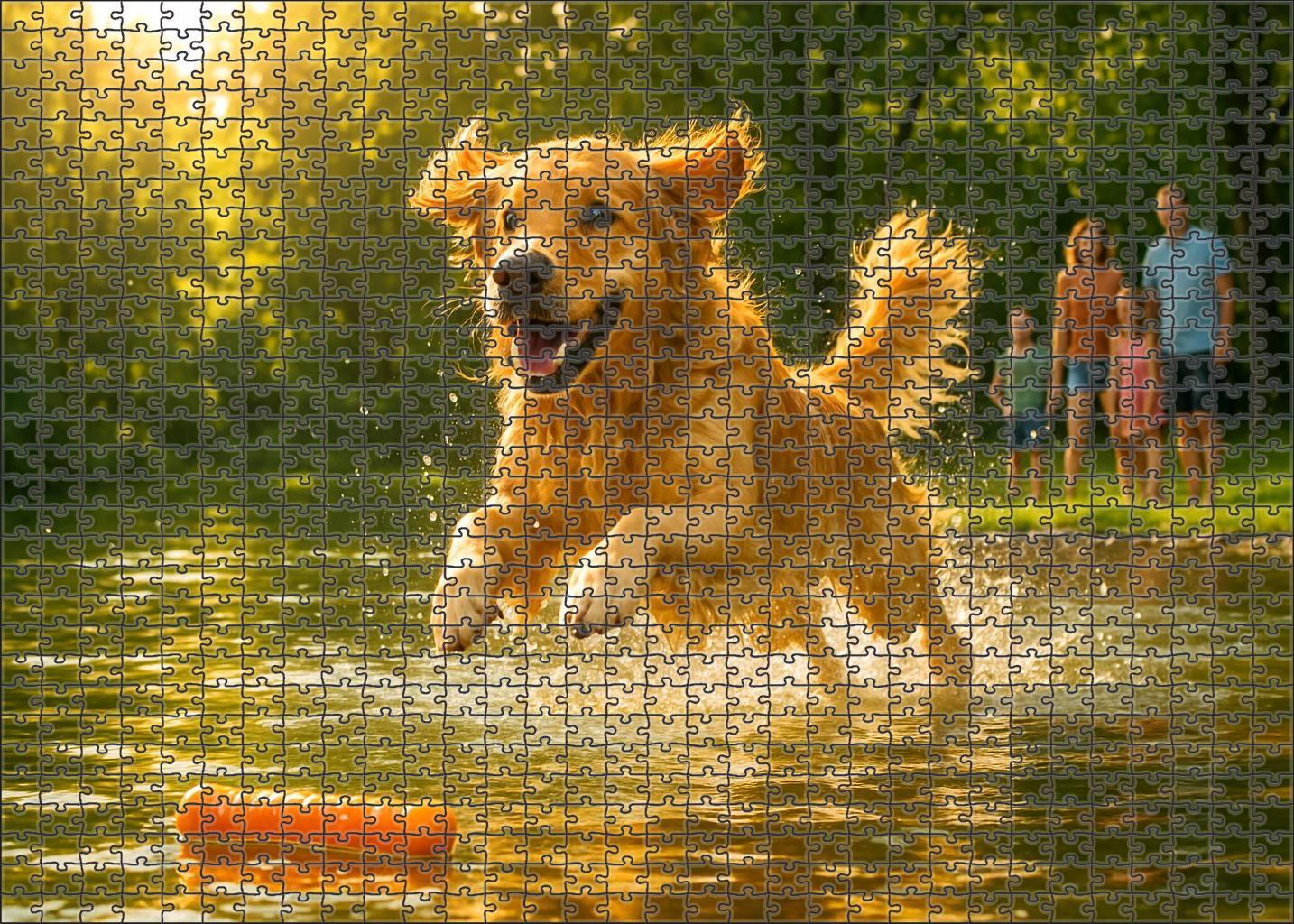 Amber Glow Warm-toned Retriever With Friendly Disposition Custom Jigsaw Puzzle
