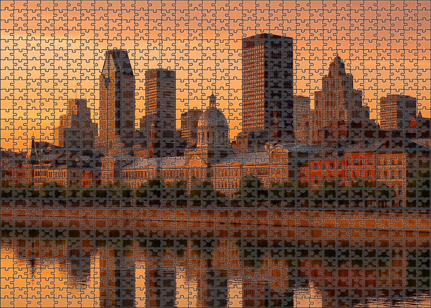 Montreal Old Port Skyline Blend Of Historic And Contemporary Silhouettes By The Saint Lawrence River Easy Puzzles