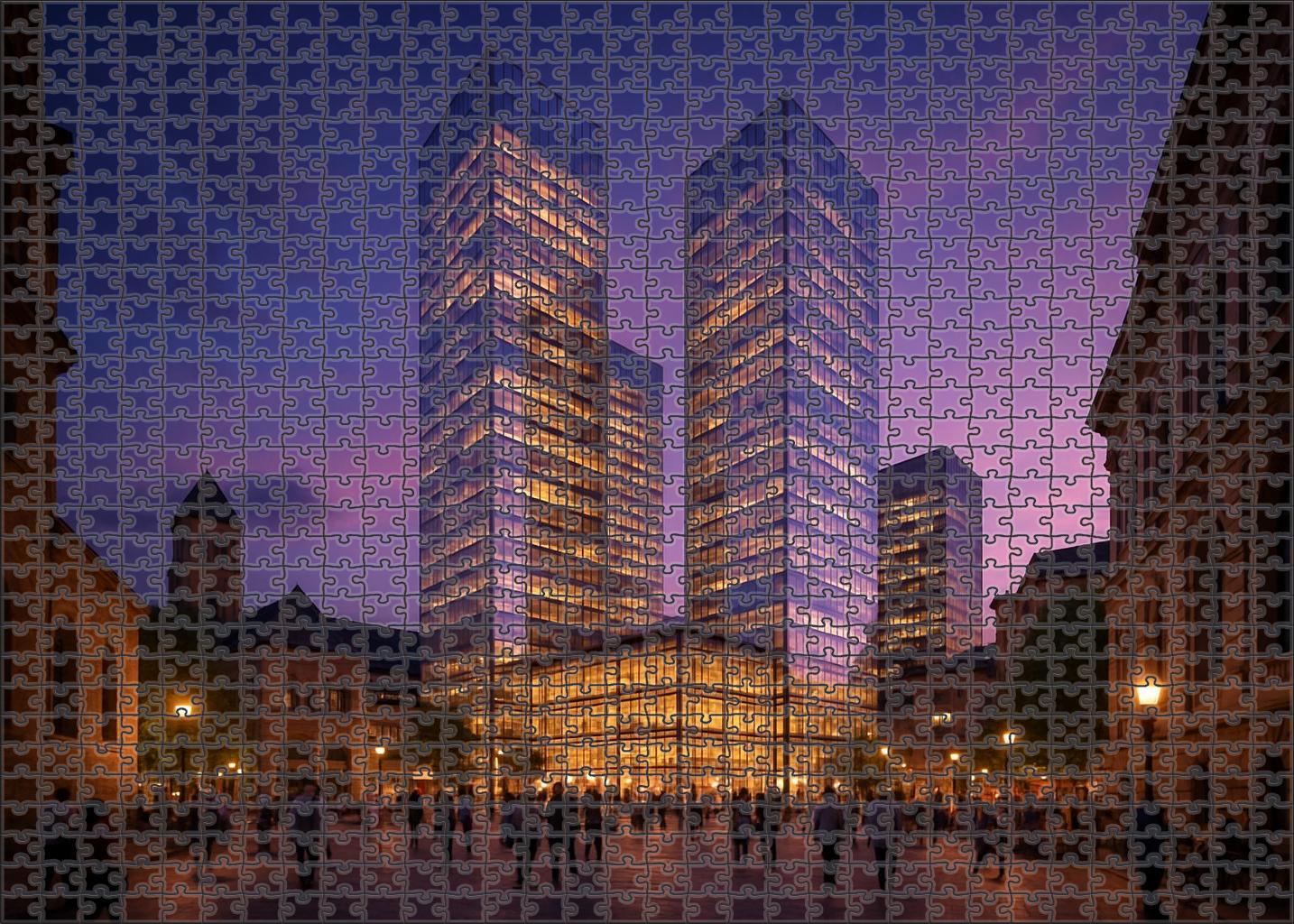 Berlin Potsdamer Platz Skyline A Post-reunification Urban Center With Innovative Glass Towers And Historic Sites Nearby Unique Puzzle Design