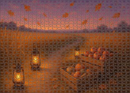 Golden Harvest Twilight Amber Fields And Lantern-lit Paths 20 Piece Puzzle