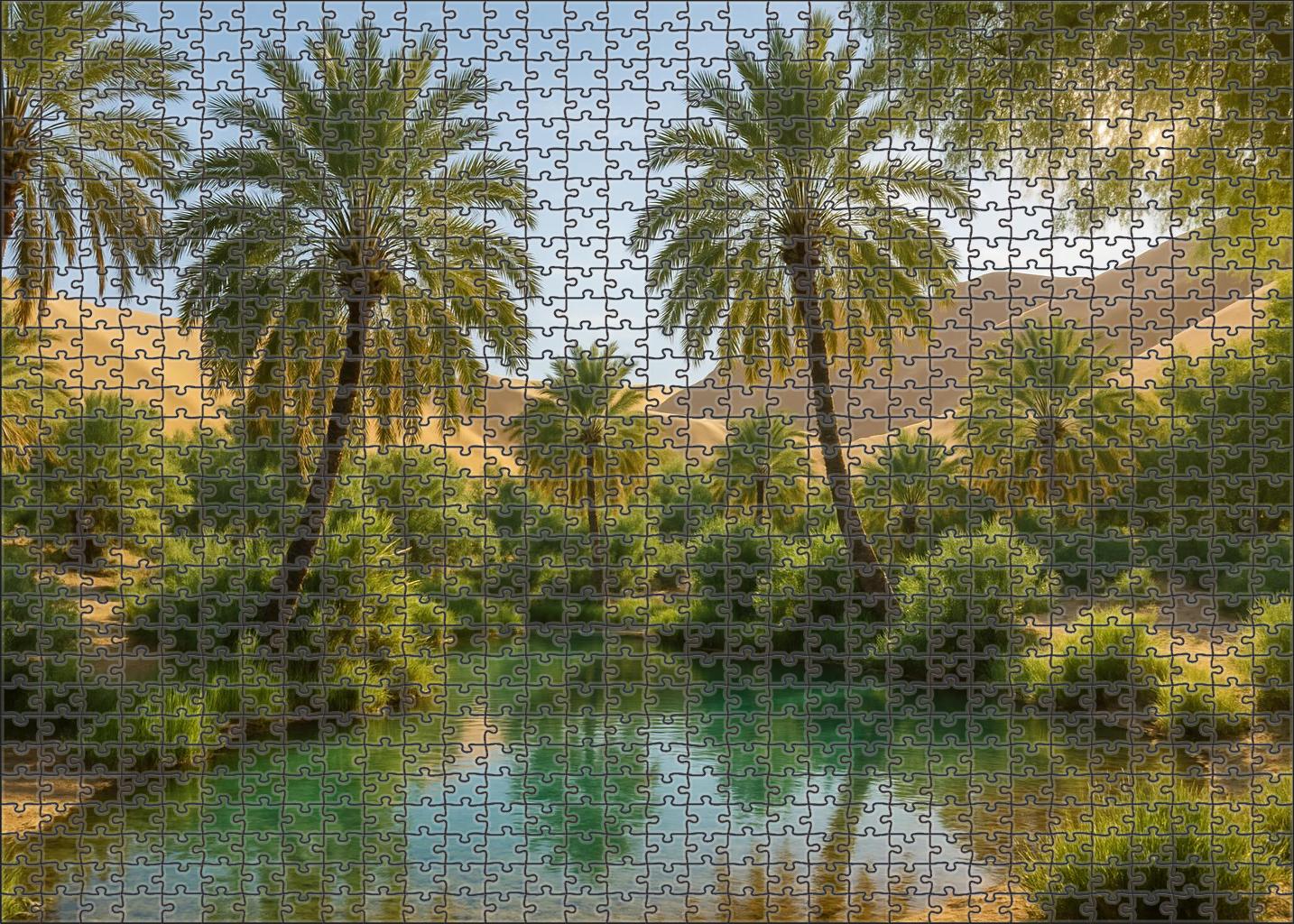 Hidden Oasis Dell Emerald Calm Amid Sand Sea Puzzle For Adults