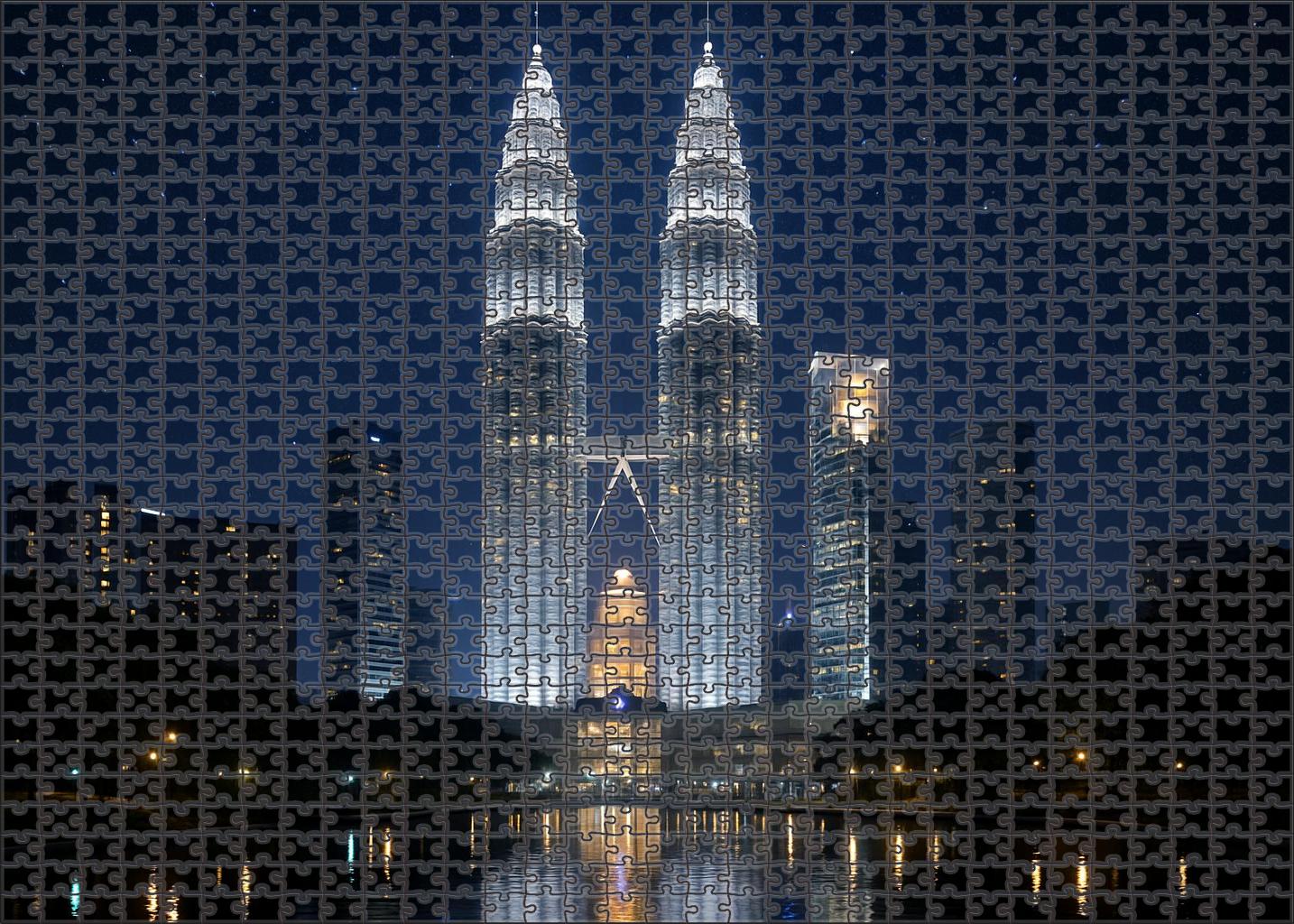 Petronas Towers Rising In Kuala Lumpur Malaysia Identified By 6905 Globally As Twin Pinnacles Of Modern Engineering 20 Piece Puzzle