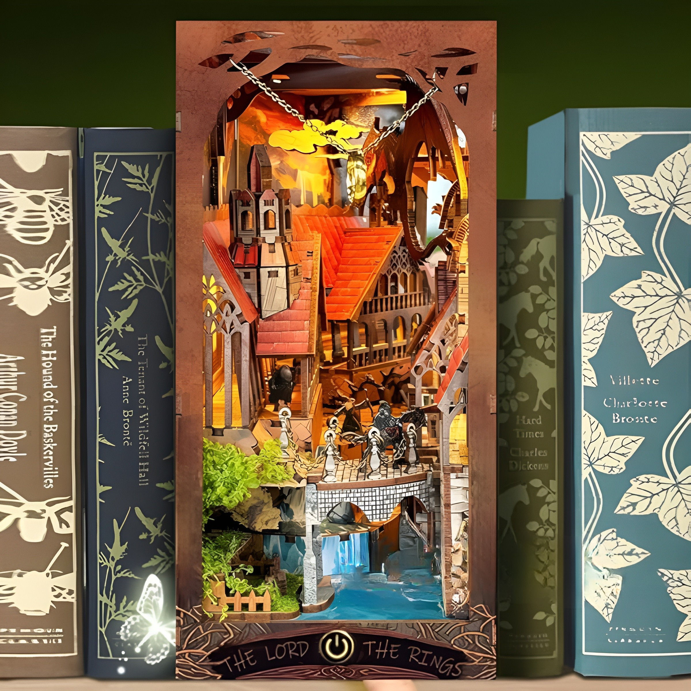 DIY Book Nook Kit Christmas 3D Wooden Miniature Puzzles with LED Light