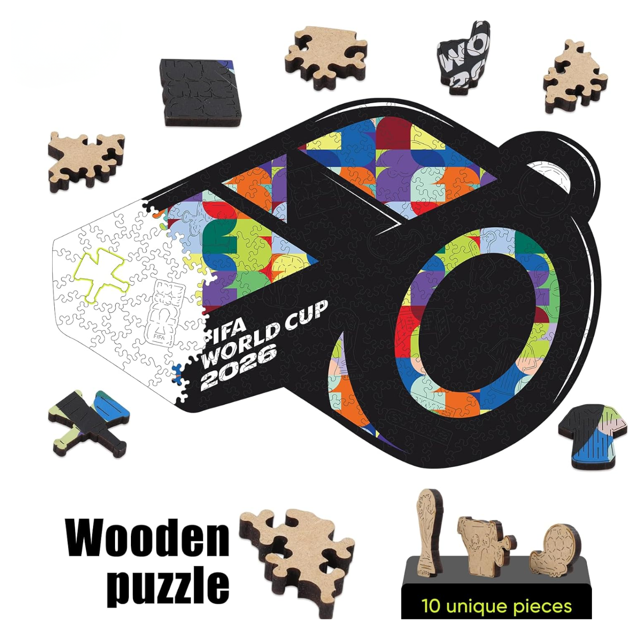 FIFA World Cup 2026 Whistle Shape Wooden Puzzle