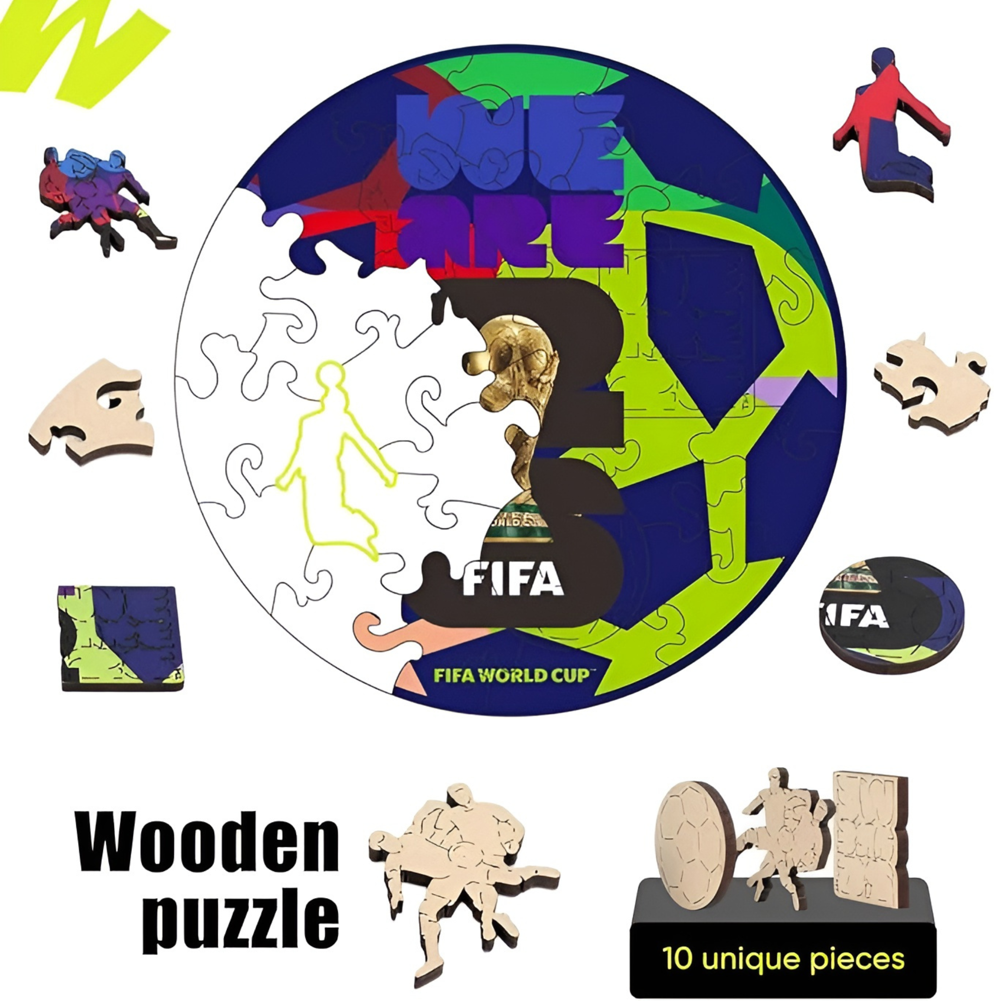 26 Pieces Fifa World Cup 2026 Edition Football Wooden Pocket Puzzle