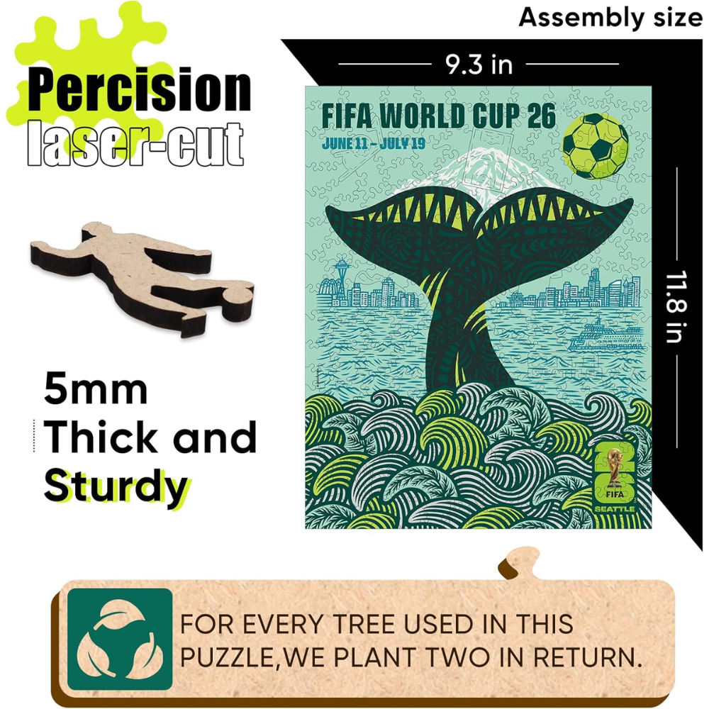 200 Pieces Of FIFA 2026 Seattle City Themed Wooden Puzzle 