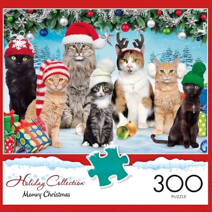 Meowy Christmas 300 Piece Holiday Jigsaw Puzzle