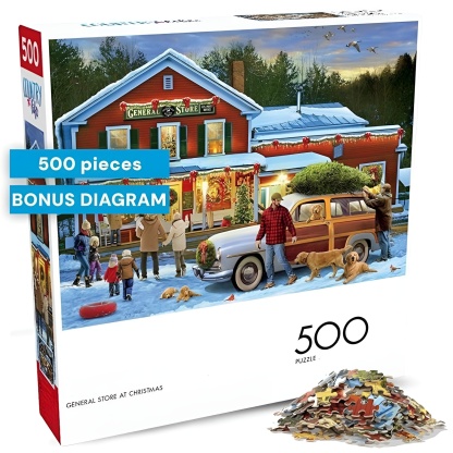 General Store at Christmas 500 Piece Holiday Jigsaw Puzzle